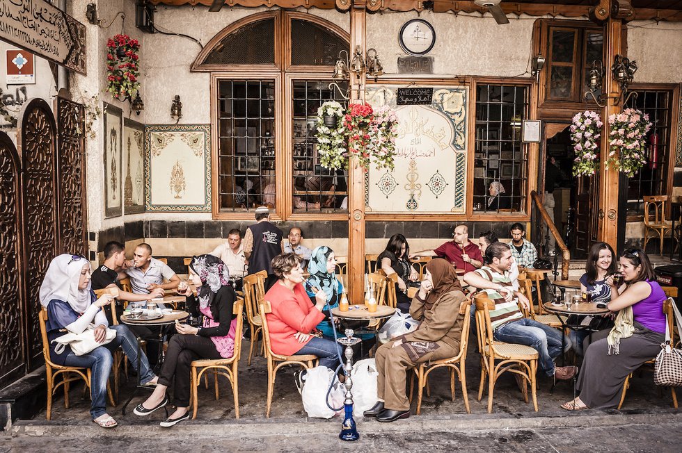 Syrien, Damaskus: Café Noufara.